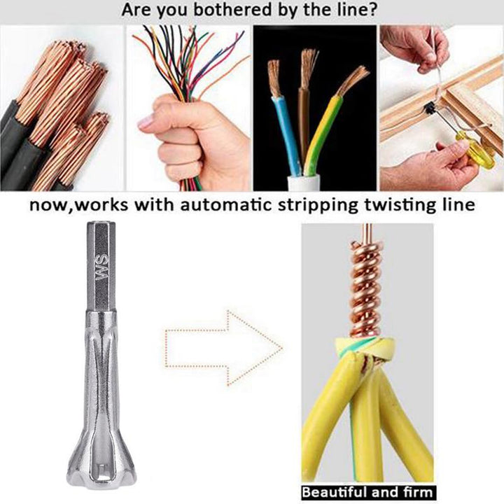 Handheld universal wire twister, clearly shows twisting mechanism, ideal for electrical contractors