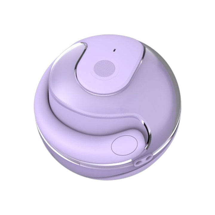 Top-down view of Universal wireless Bluetooth earbuds, ready for pairing