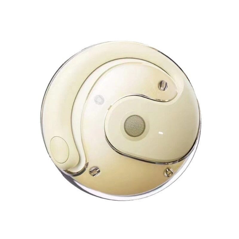 Universal wireless earbuds in a clean, minimalist setting, highlighting modern tech