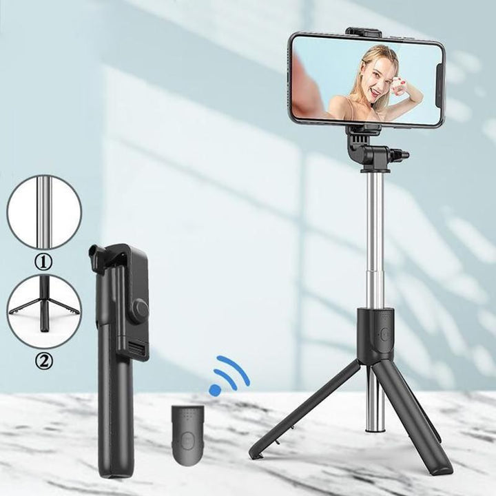 Lightweight wireless selfie stick tripod for smartphones, perfect for travel and photography