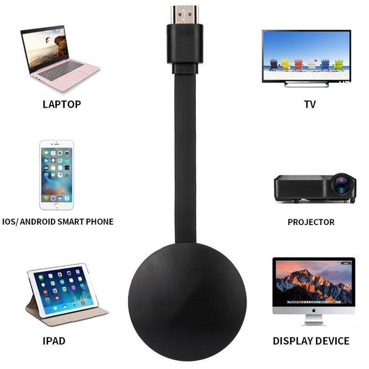 Compact universal wireless HDMI receiver for HD streaming, compatible with various devices and displays
