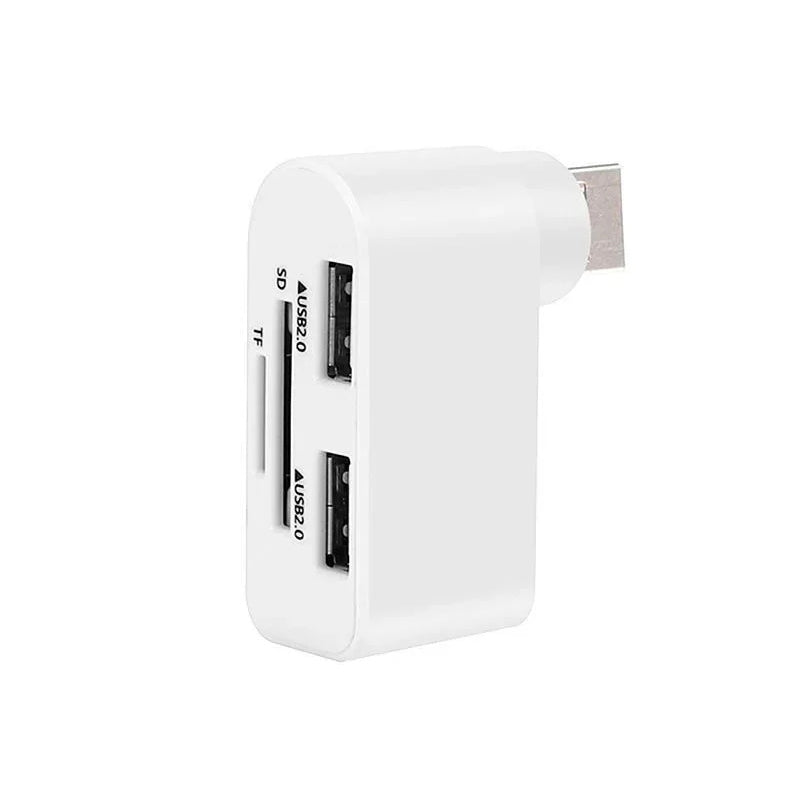 Stylish black rotatable USB-A 2.0 hub, 4 ports, a must-have computer peripheral