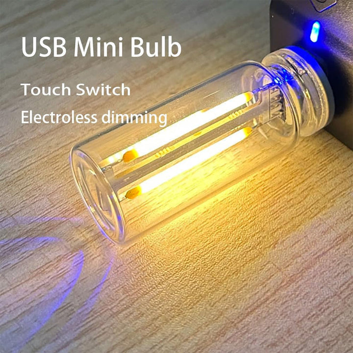 Dimmable USB night light, round design with touch switch for easy brightness adjustment.