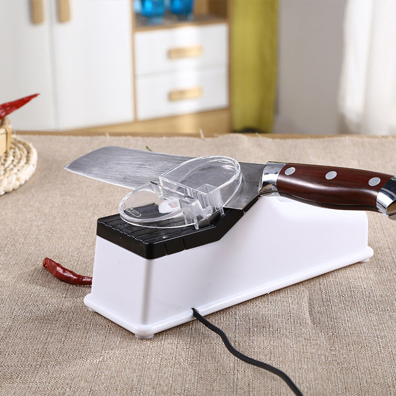 USB electric knife sharpener with multiple sharpening stages for fine and coarse edges