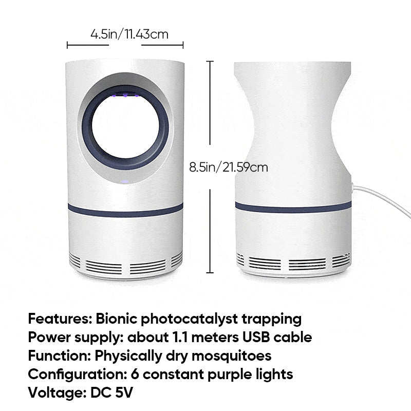 Efficient mosquito trap lamp, USB plug-in for continuous indoor/outdoor insect control