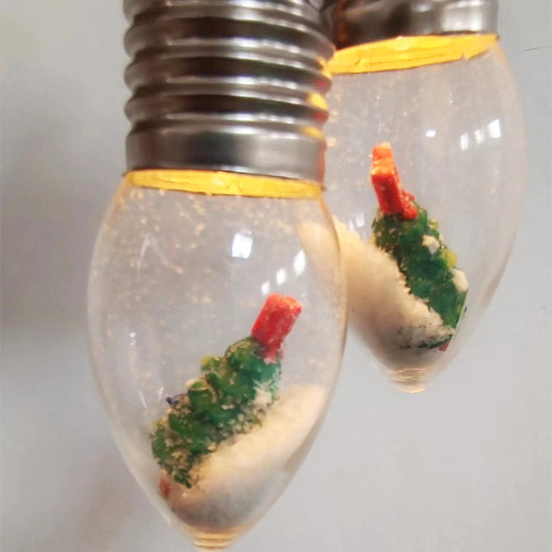 USB Christmas character lights in motion blur, adding dynamic festive element to holiday party