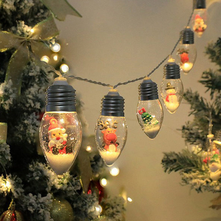 Collection of various Christmas character string lights: Santa, snowman, for festive holiday decor