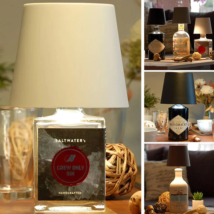 USB rechargeable cordless bottle lamp, perfect for ambient lighting and home decor