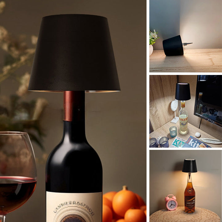 Wireless LED bottle lamp with USB-C charging, a decorative and portable table light