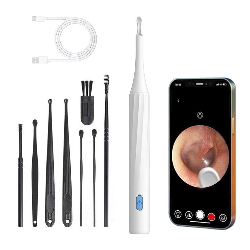 HD camera visual ear wax remover; rechargeable, safe for home ear cleaning and personal care.