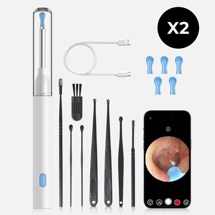 Safe ear wax removal kit, rechargeable with HD camera, offering a clear view for effective cleaning.