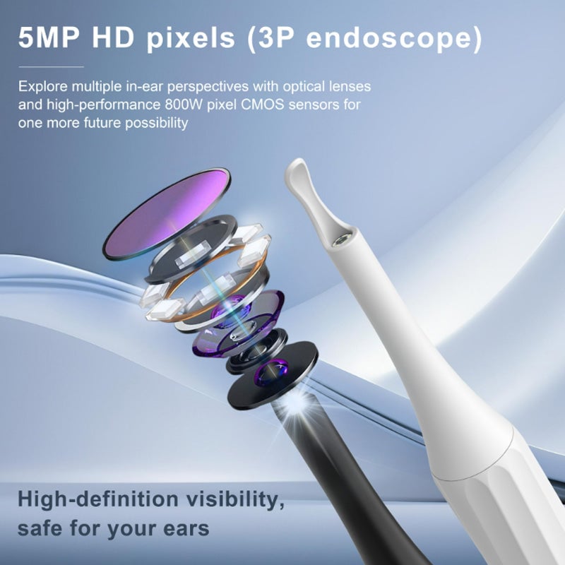 Rechargeable ear wax removal kit with HD camera, ideal for safe and precise ear cleaning.