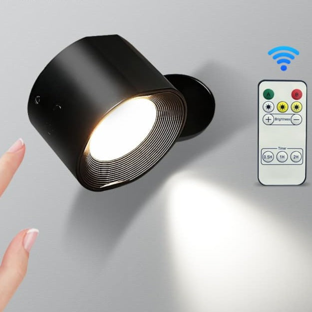 USB Rechargeable LED Wall Sconce with Remote Control, sleek design next to a bed