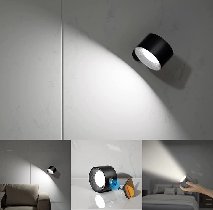 Portable LED Wall Sconce with remote, highlighting its compact size and touch sensor