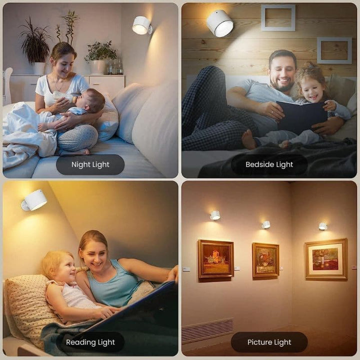 LED Reading Lamp, USB rechargeable, attached to a wall, perfect for bedrooms