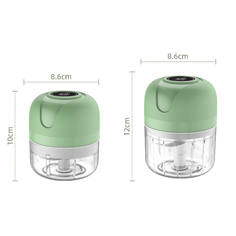 Stylish black mini electric food chopper, USB charged, perfect for modern kitchen counters.