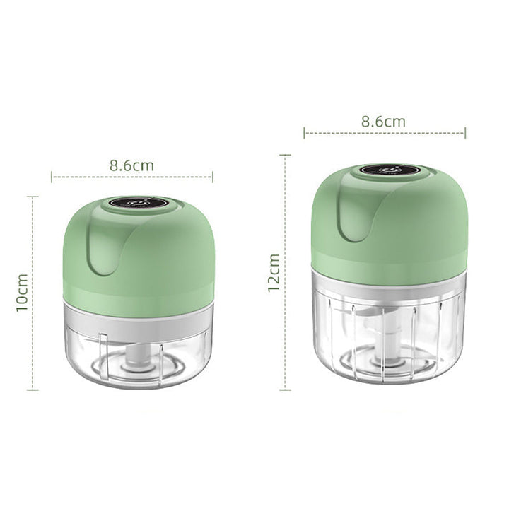 Stylish black mini electric food chopper, USB charged, perfect for modern kitchen counters.