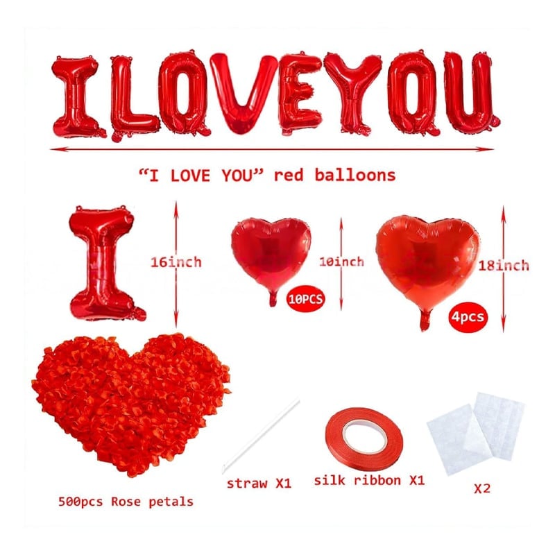 Balloons in various shapes and sizes, perfect for a romantic Valentine's ambiance