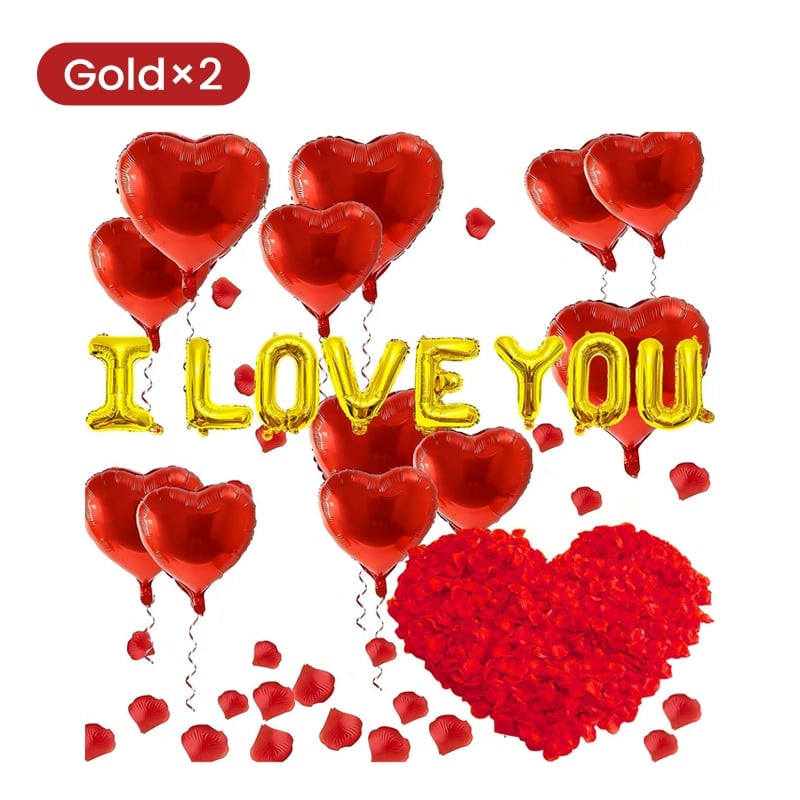 Valentine's Day decoration set showcasing a variety of romantic balloons