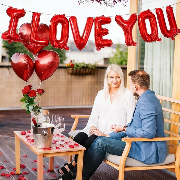 Detailed view of a 'Be My Valentine' heart-shaped foil balloon