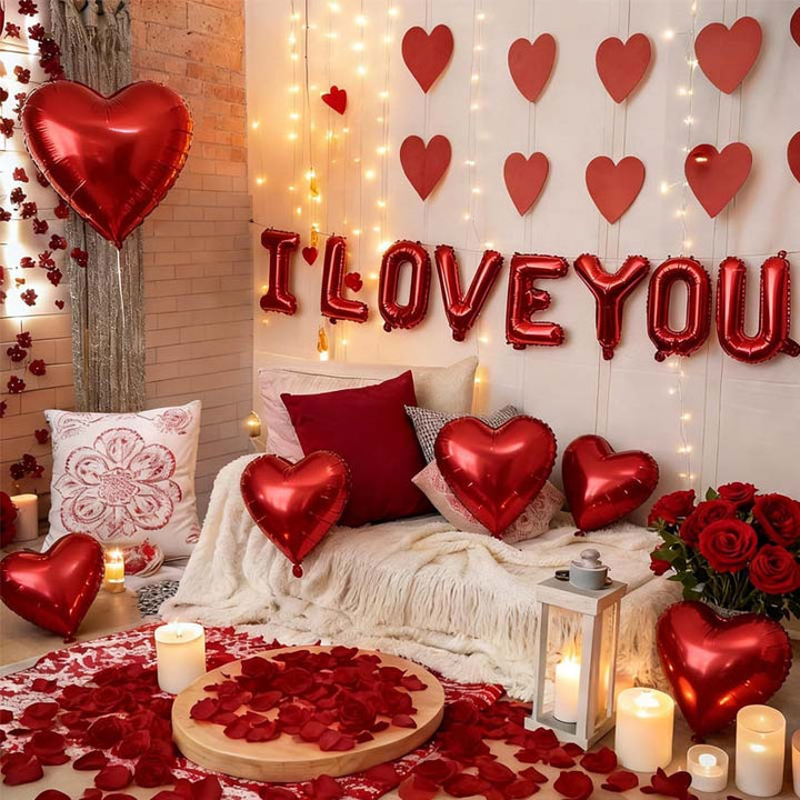 Two-tone red and pink heart balloons, ideal for a Valentine's proposal