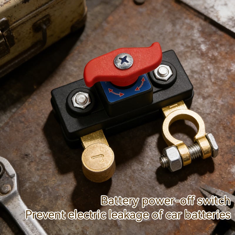 Installation view of a car battery disconnect switch, ensuring vehicle safety
