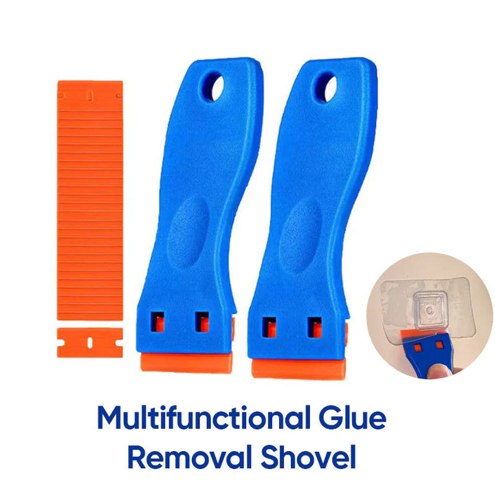 DIY home improvement cleaning tool: adhesive scraper set with plastic blades for gentle surface work