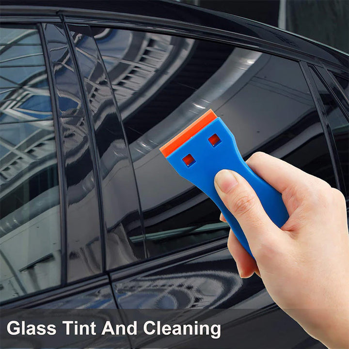 Cleaning tool for home & auto: plastic-bladed scraper kit for non-scratch glue and sticker removal