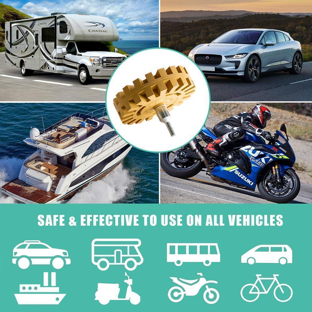 Kit featuring a versatile decal and sticker removal wheel, a must-have for car enthusiasts