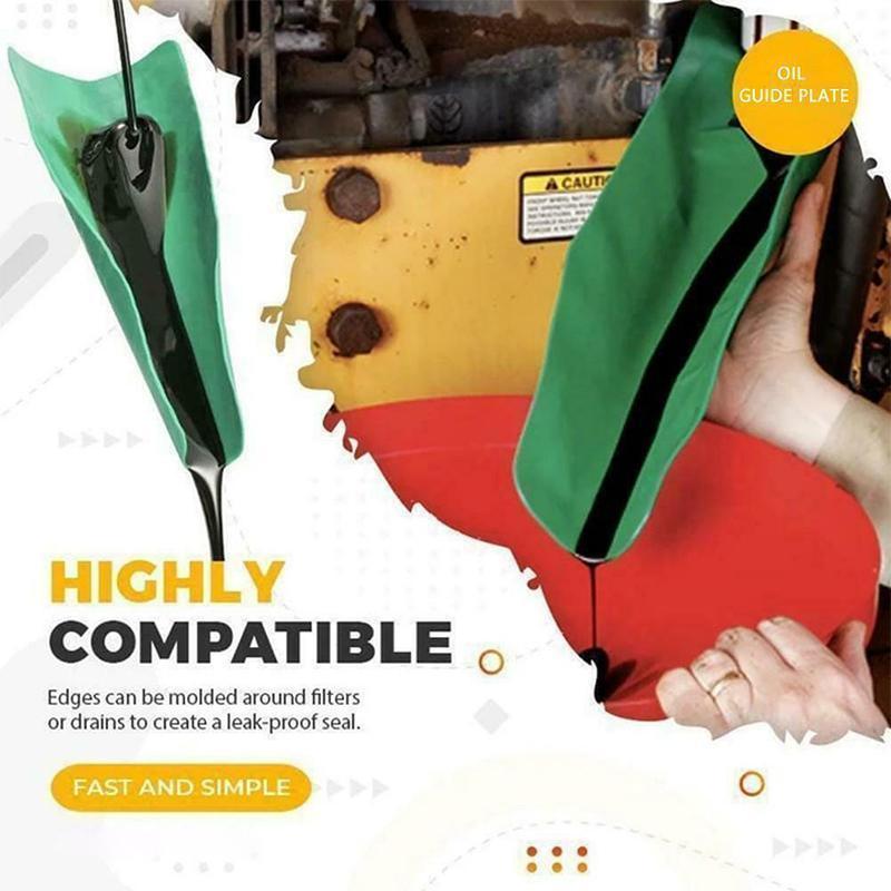 Versatile flexible draining funnel tool for automotive fluid transfer, perfect for oil changes in garages.
