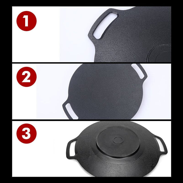 Grill pan being cleaned easily due to its non-stick coating, perfect for busy cooks