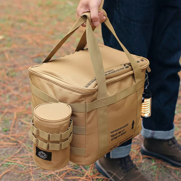 Spacious travel & picnic organizer bag, perfect for outdoor adventures. Lightweight polyester storage solution.