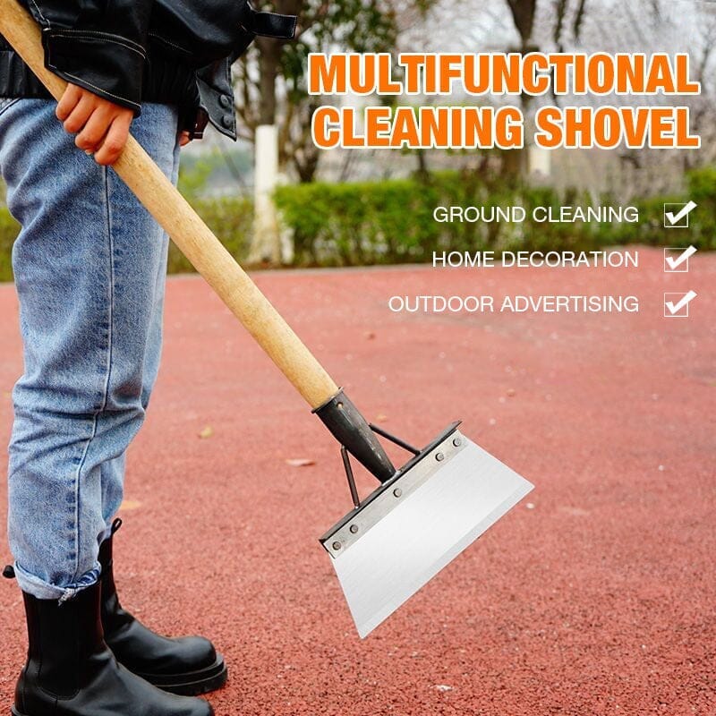Versatile stainless steel cleaning shovel for garden, home & weed removal.