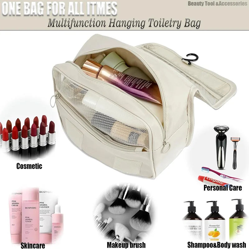 Water-resistant travel toiletry bag, keeping your personal care items safe and dry during trips.