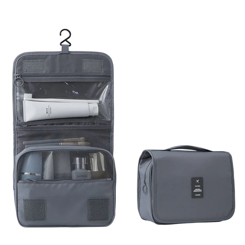 Portable travel essentials bag, perfect for organizing bathroom items & cosmetics on the go.