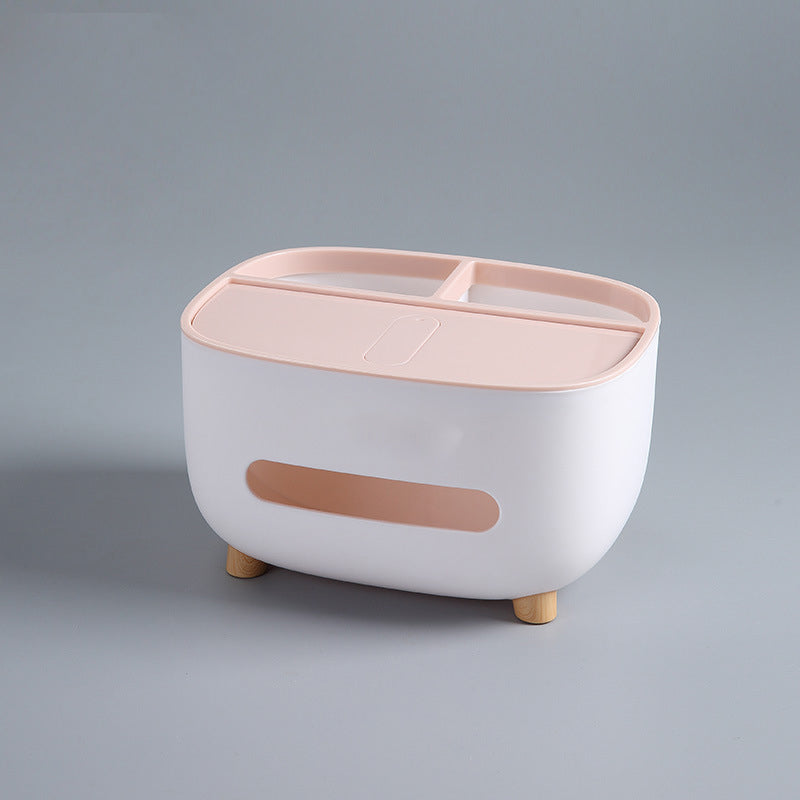 Elegant home organization solution: a durable ABS plastic tissue box with incorporated storage.