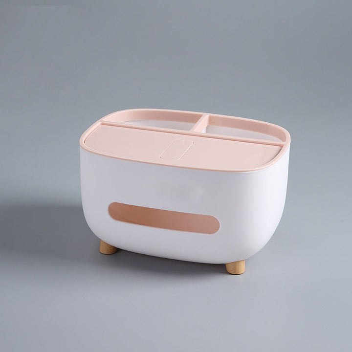 Elegant home organization solution: a durable ABS plastic tissue box with incorporated storage.