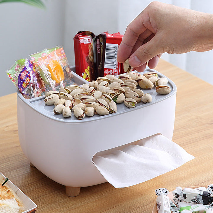 ABS plastic home organizer, featuring a tissue dispenser and caddy, enhancing any desk or counter.