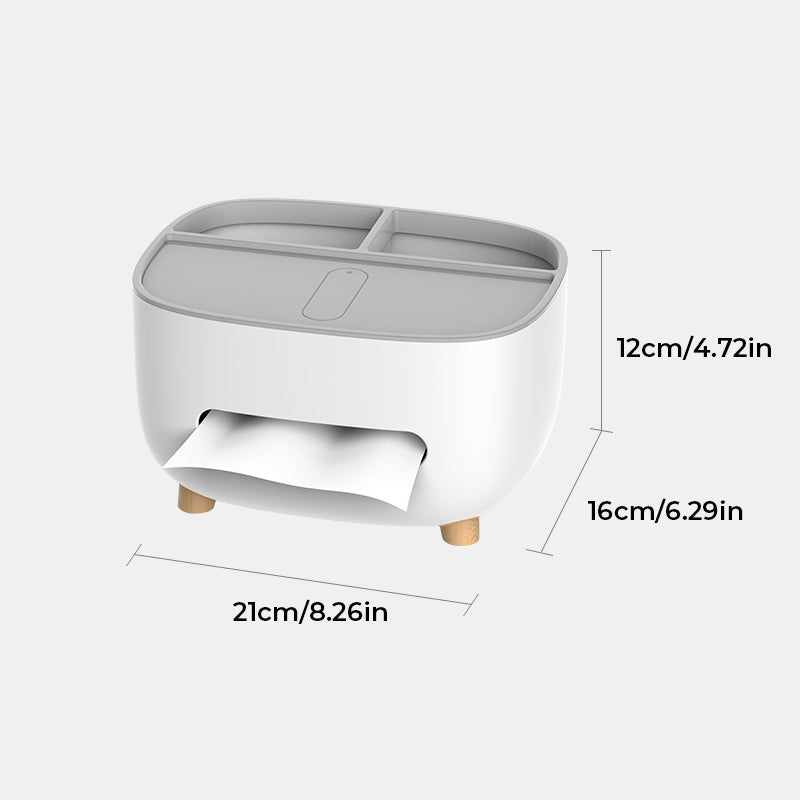 White tissue box and storage caddy, designed for versatile home decor and decluttering.