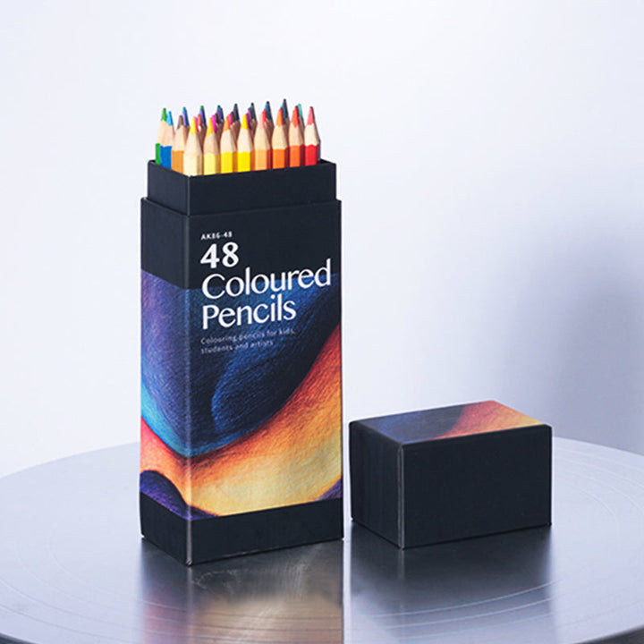 Vibrant Artist's Colored Pencil Set on a sketchbook, ideal for detailed art & illustration