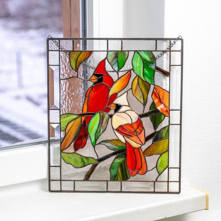 Vibrant cardinal bird pendant acrylic window art decor, perfect suncatcher ornament for home