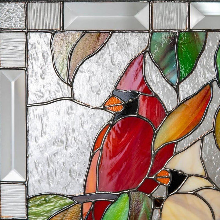 Whimsical cardinal bird window hanging ornament, a charming piece of acrylic nature-inspired art