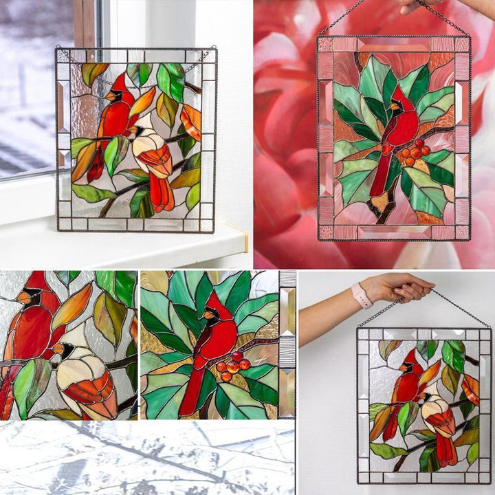 Decorative cardinal bird suncatcher pendant, acrylic window art for home decor, perfect gift for bird enthusiasts