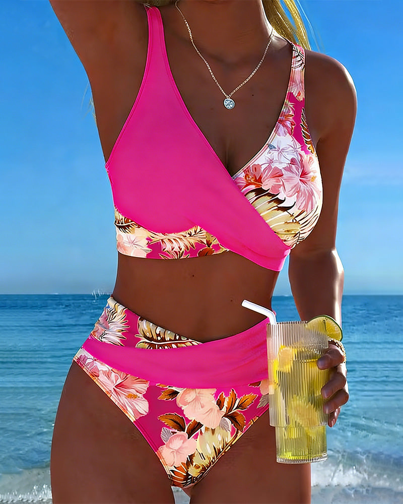 Flattering floral pattern two-piece bikini for women, ultimate beach and vacation wear.