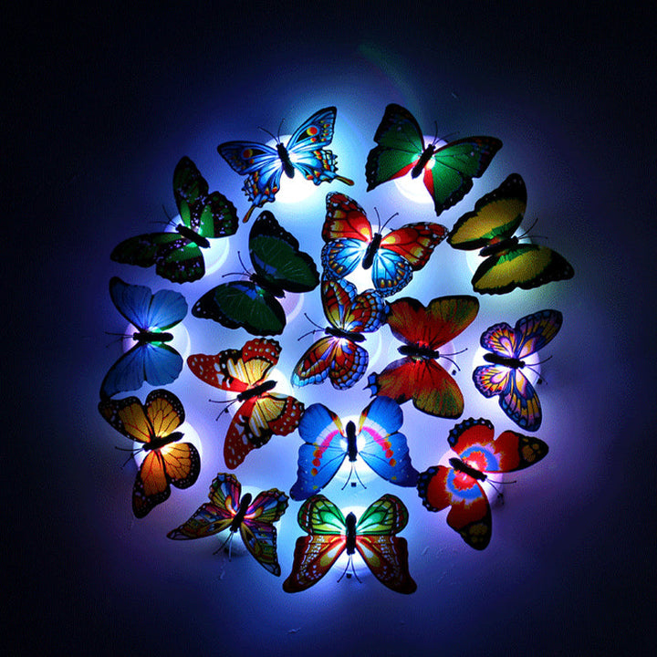 Set of 3D LED butterflies, acting as decorative night lights and adding a playful element to rooms