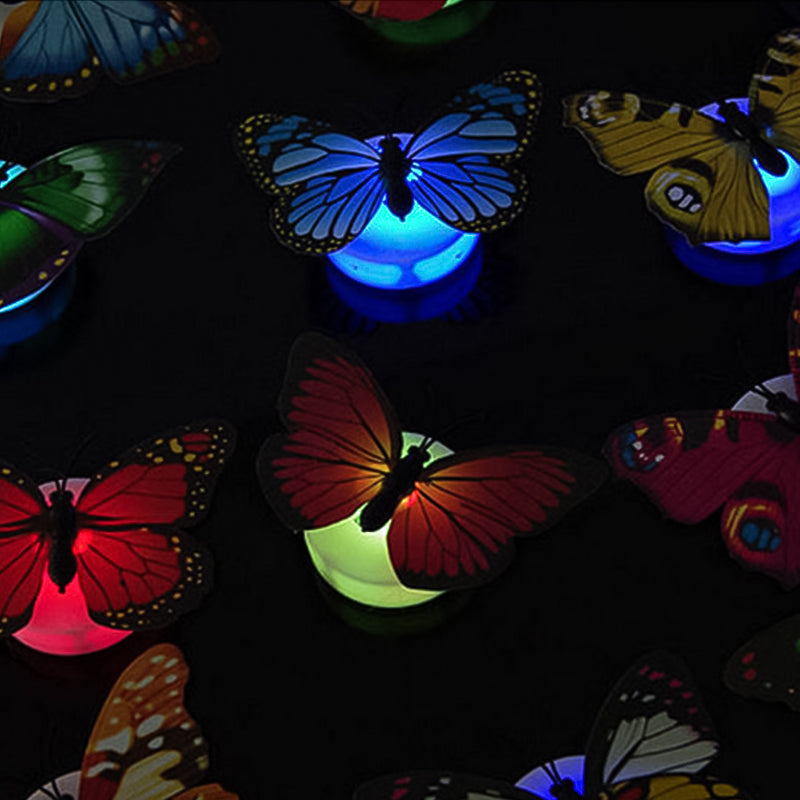 A full set of LED butterfly wall decor pieces, creating a stunning visual effect and soft light