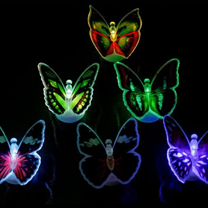 Detailed image of a luminous LED butterfly, showing its delicate wings and gentle glow as a night light