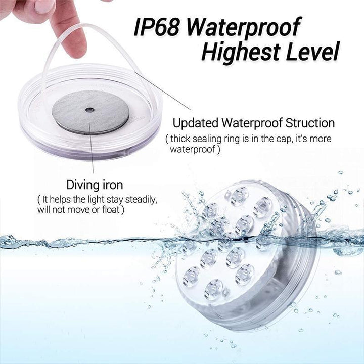 Waterproof RGB LED pond lights with remote, perfect for outdoor party lighting and decoration.