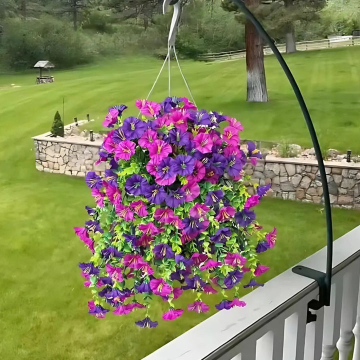 Vibrant UV-resistant artificial morning glory garland, perfect for indoor & outdoor home decor, event decoration.