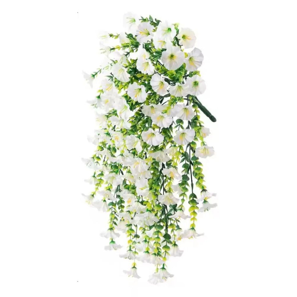 Beautiful UV-resistant artificial morning glory garland for effortless home decor. No maintenance plastic floral vine.